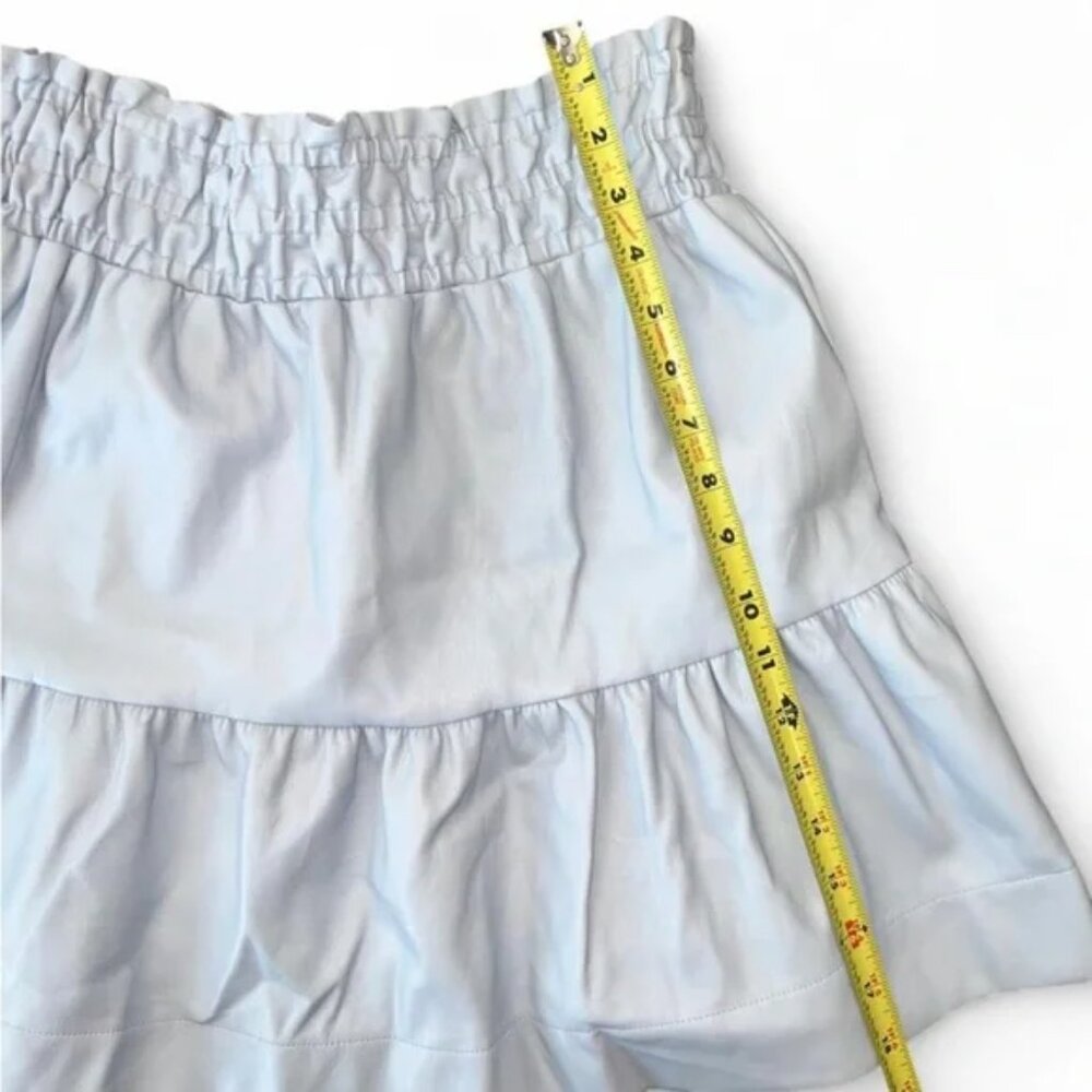 Anthropologie Somerset Faux Leather Mini Skirt Blue XS NWOT Tiered Elastic Waist - Picture 6 of 10